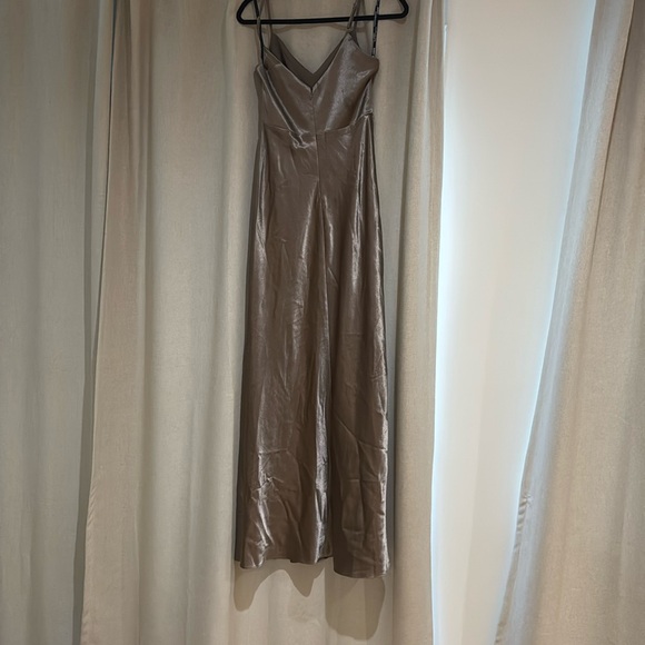 Birdy  Grey Bridesmaid dress Shiny Satin MOCHA - Style Jay M - Picture 5 of 5